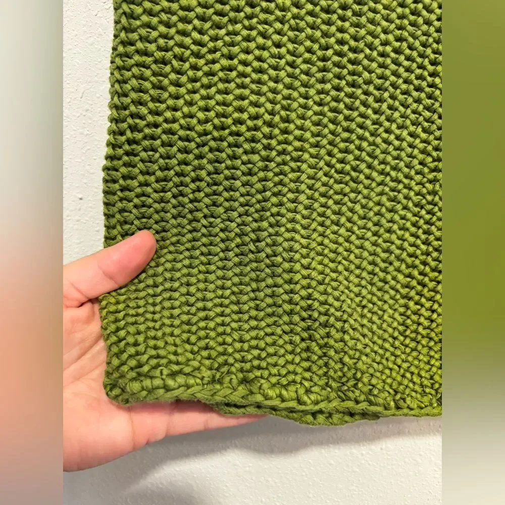 Tory Burch Chunky Knit Short Sleeve Sweater | XS | Moss Green
